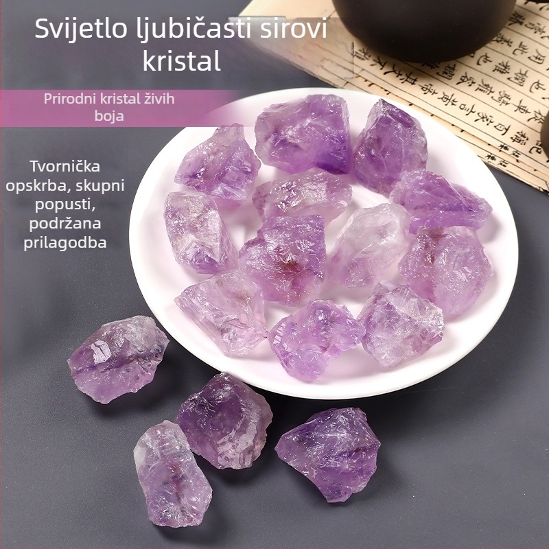 Prirodni svijetlo ljubičasti sirovi ametistni kamen dekor za akvarije i posude; primjerak minerala i kamen za aromaterapiju.