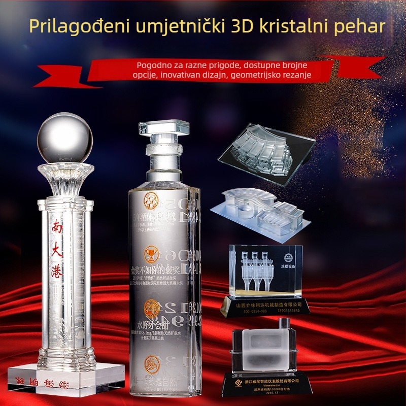 Kristalna trofeja s trodimenzionalnim dizajnom i graviranjem za sportske nagrade i poslovne poklone