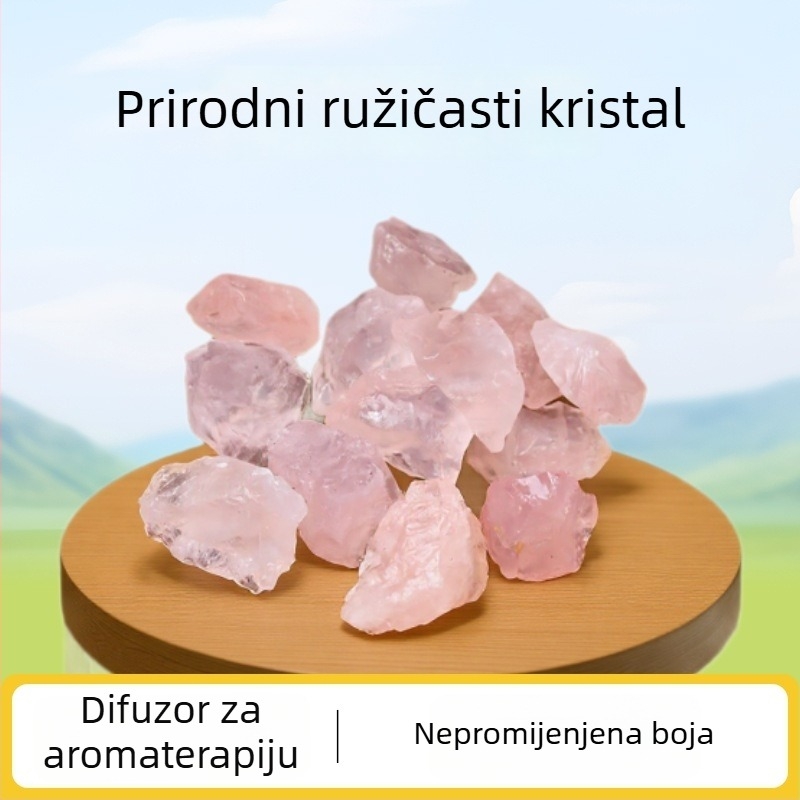 Prirodni ružičasti kristalni nerafinirani kamenci za difuzor i aromaterapiju, kamen za degaziranje, kristalni ukras na stol, poslovni poklon na veliko