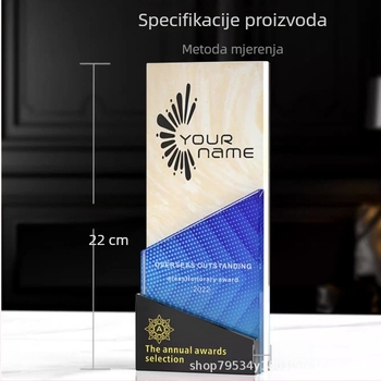 Kristalni trofej s prilagođenim graviranjem i bazom od mramora i stakla