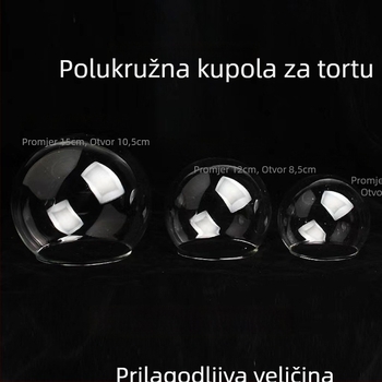 Stakleni poklopac za tortu s polukružnom kristalnom kuglom, proziran, za dekoriranje i pečenje, promjer 5–15 cm