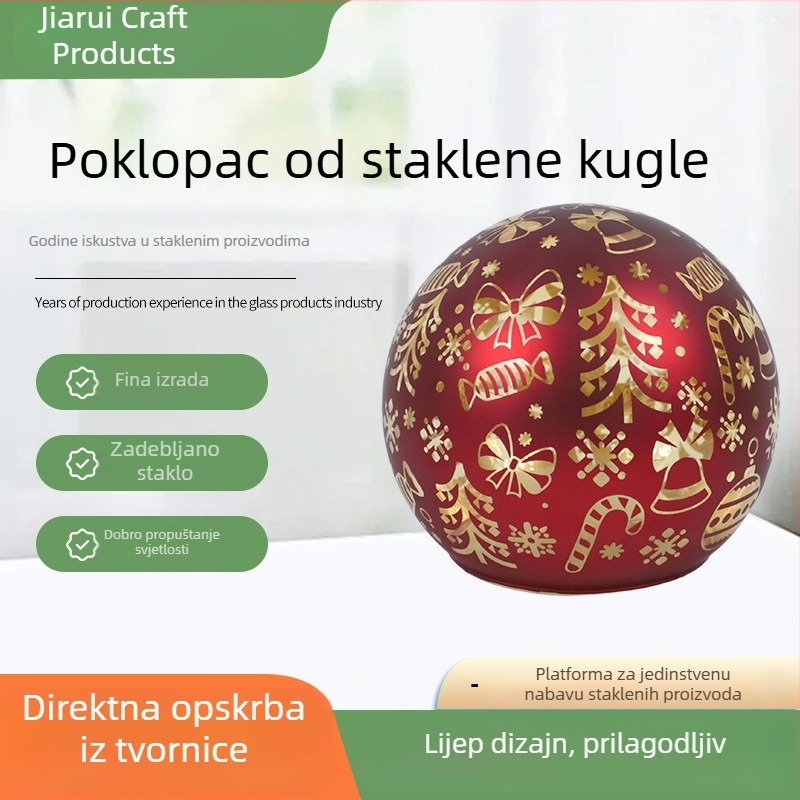 Stakleni poklopac kuglice, božićno oslikana kuglica, viseća ukras za božićno drvce