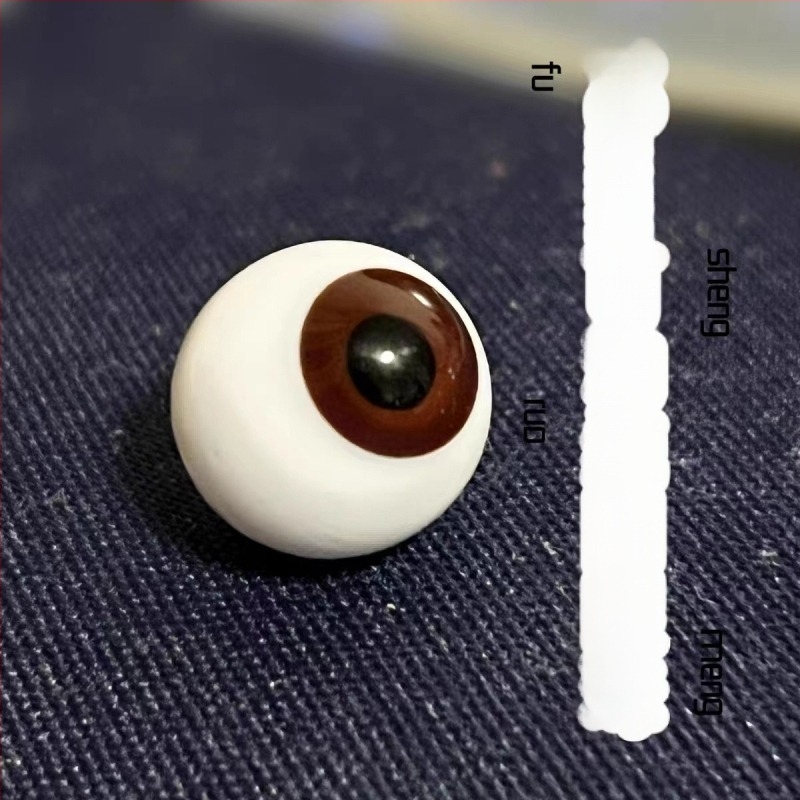 Oči BJD za lutke, 14 mm, 6-točaka, 18 mm pomične okrugle oči, ribasto smeđa s crnim perlastim staklenim pokrovom