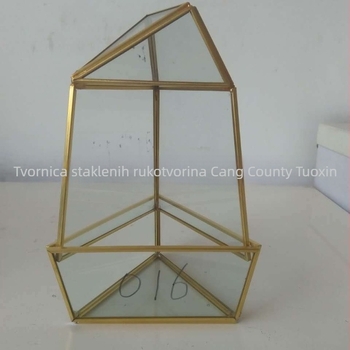 Četverostrano stakleni terrarij s drvenom podlogom, poklop za prašinu za trajne cvijeće, umjetnički dekorativni predmet