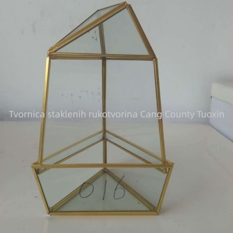 Četverostrano stakleni terrarij s drvenom podlogom, poklop za prašinu za trajne cvijeće, umjetnički dekorativni predmet