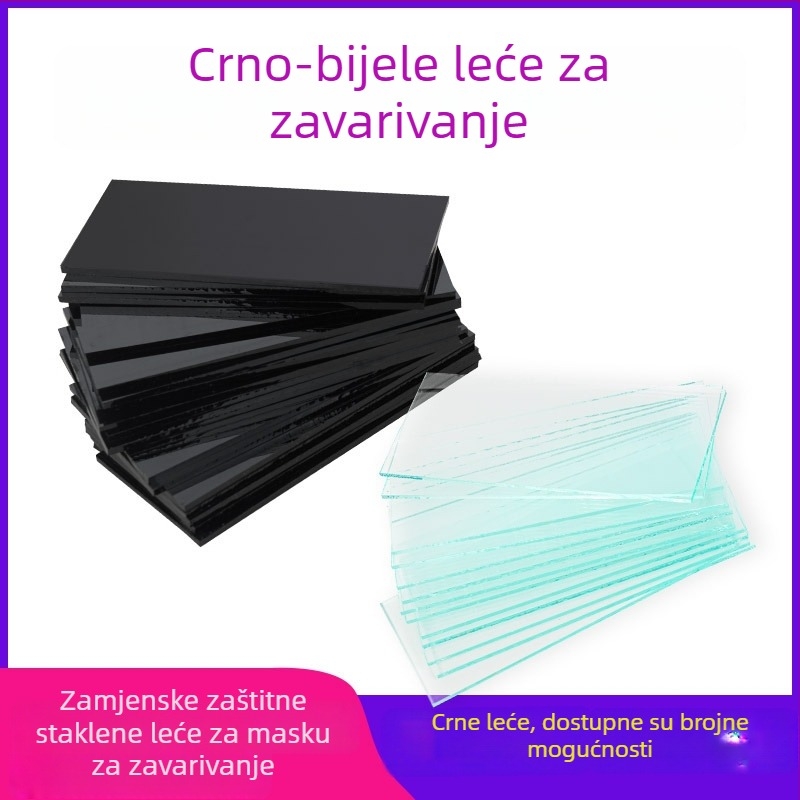 Naočale za zavarivanje sa staklenim lećama, crno-prozirne leće, zavarivanje argonskim lukom, zatamnjenje 7–9