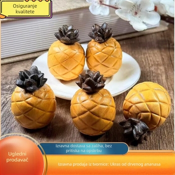 Ananas od prirodnog tvrdog drveta, ručno izrezbaren – dekorativni predmet za stol