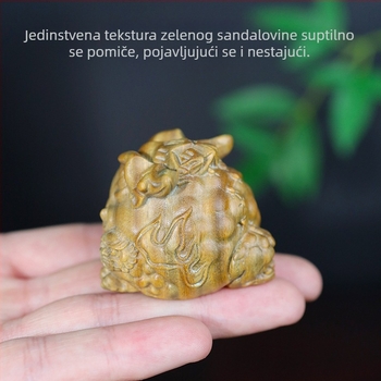Drvena dekorativna figurica od sandalovog drveta, trojlaba zlatna žaba, ručno izrađena