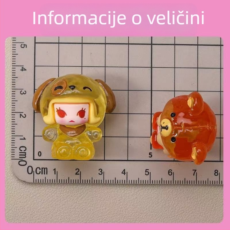 Svijetleća oslikana figura životinje od smole – DIY ukras za stol ili automobil, slatka mala figurica