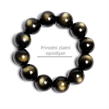 Prirodna zlatna obsidijan narukvica, visokokvalitetni lagani luksuz, unisex nakit