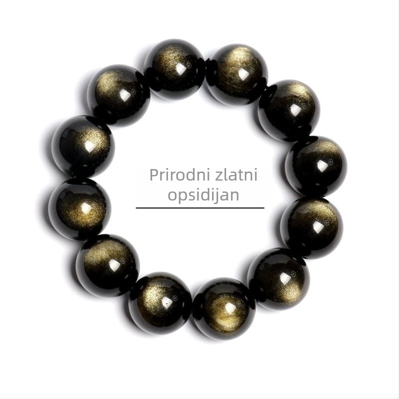 Prirodna zlatna obsidijan narukvica, visokokvalitetni lagani luksuz, unisex nakit