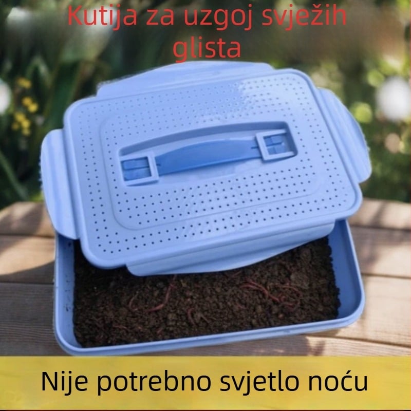 Kutija za uzgoj glista s poklopcem, prozračna i otporna na ispadanje, za ribolov