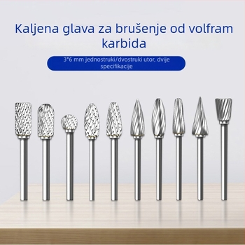 3×6 mm karbidno-volframova čelična glava za rotacijsku brušenje drveta
