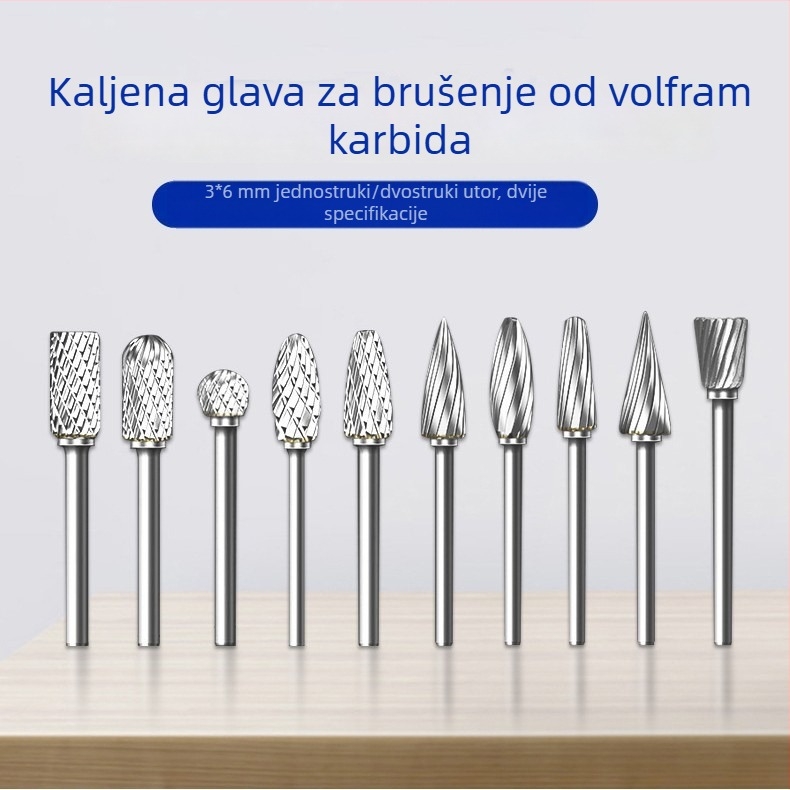3×6 mm karbidno-volframova čelična glava za rotacijsku brušenje drveta