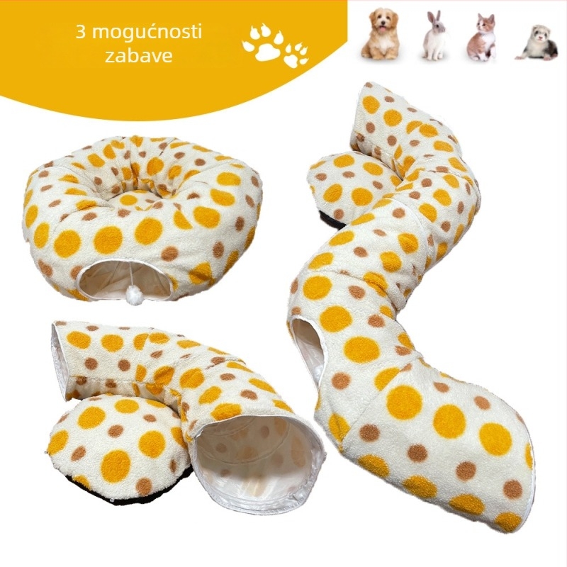 Tunel za mačke od ovčje vune u obliku krofne, gnijezdo