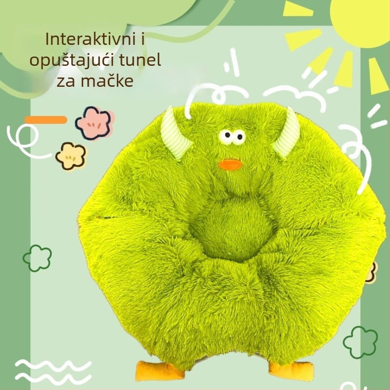 Plišani tunel za mačke s oblikom donuta – sklopni