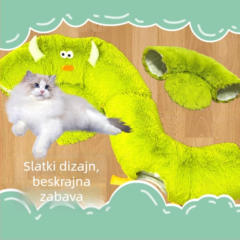 Plišani tunel za mačke s oblikom donuta – sklopni