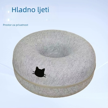 Donut‑oblik mačjeg kreveta od filca, za sve sezone, mačji tunel i ljetno sklonište za spavanje