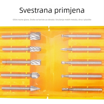 Srebrni set od 10 rotirajućih datoteka od visokoučinkovitog čelika za drvo, korijensku i jezgru rezbarenja
