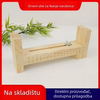Alat za pletenje narukvica s drvenim okvirom – pomoćni alat za pletenje crvene konopne niti