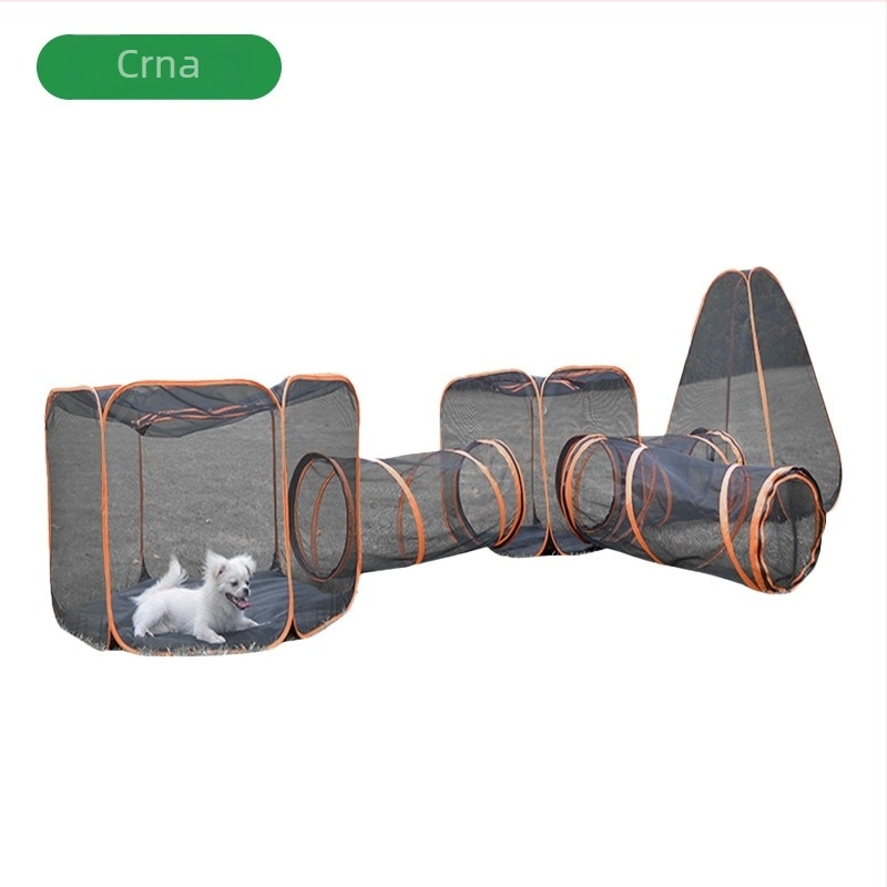 Sklopivi prijenosni šator za kućne ljubimce s tunelom i ogradom – vanjski set igračaka