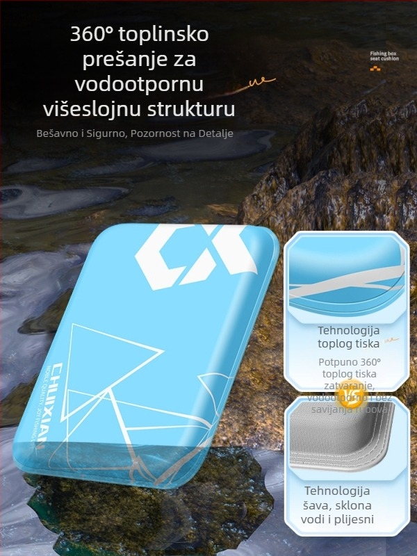 PU jastuk za sjedenje za kutiju za ribolov, vodootporan i prozračan, deblji, s Velcro kopčom