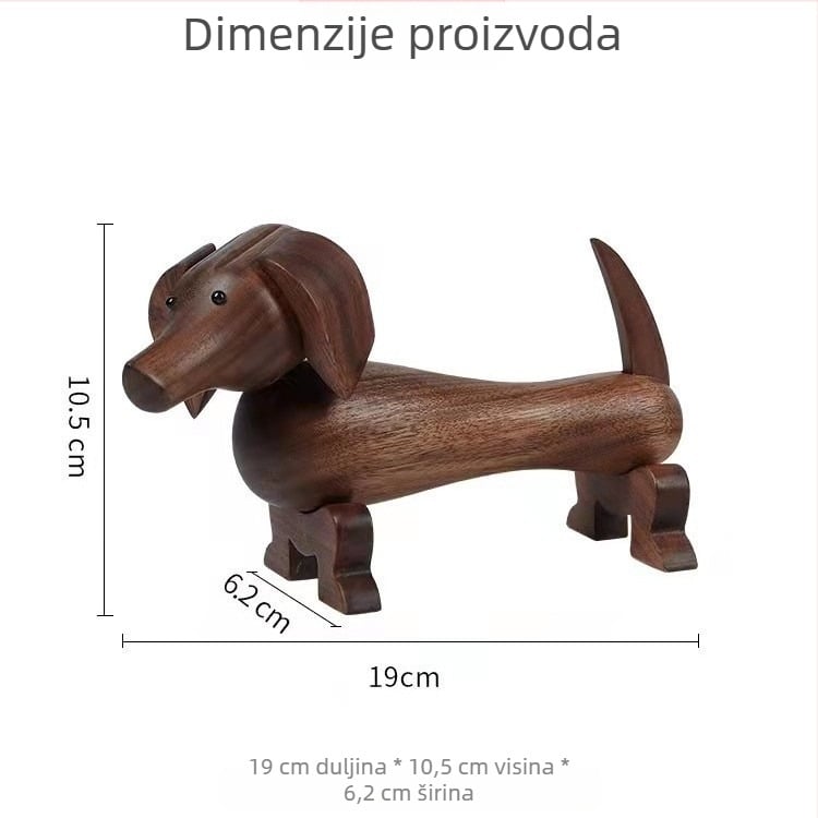 Drvena figura od oraha – dachshund dekoracija za dom i automobil, poklon za rođendan