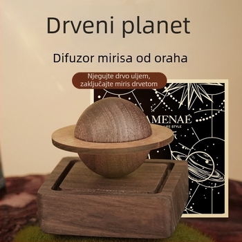 Planetski difuzor mirisa od crnog oraha – bez otvorenog plamena, drveni ukras za auto i dom, kreativan unutarnji difuzor mirisa