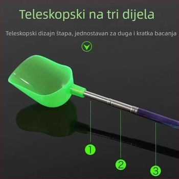 Nerđajući čelik, obojena trosegmentna žlica za mamac, teleskopska za duga bacanja, oprema za ribolov