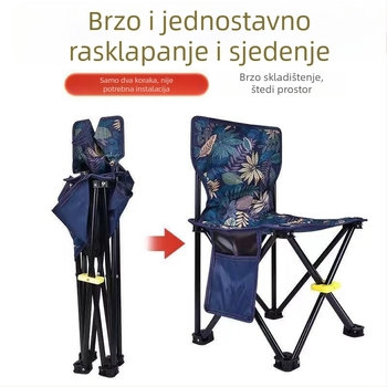 Sklopivi ribarski stolac s naslonom, za kampiranje i crtanje