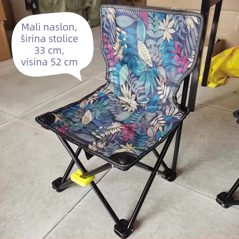 Sklopivi ribarski stolac s naslonom, za kampiranje i crtanje