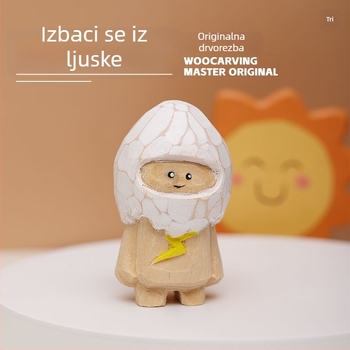 Ručni drveni ukras u obliku jajeta – slatka dekoracija za stol ili auto