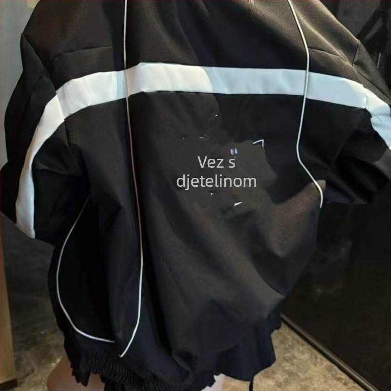 Ženska oversize jakna u baseball stilu sa panelnim umetcima, sportski casual svestran dizajn