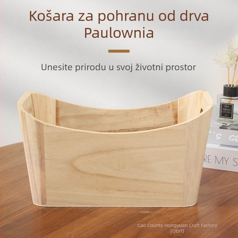 Drvena kanta s ručkom — minimalistični stolni organizator i kvetnjak