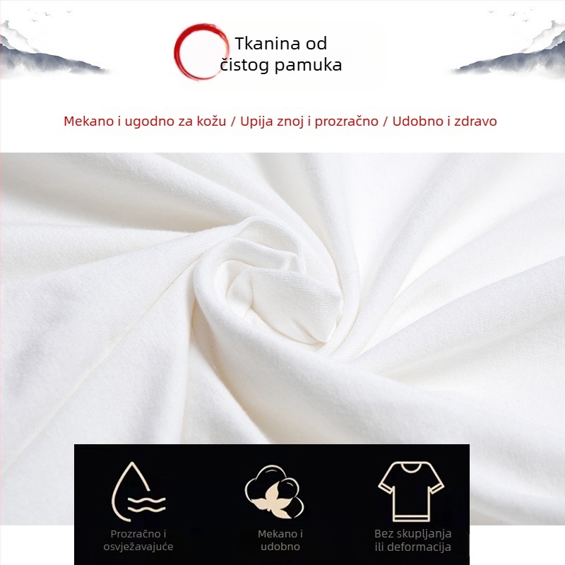 Xiaohe Mountain pamučna majica za Tai Chi, trening Taijiquan i Baduanjin, unisex, kratki rukav, ljeto