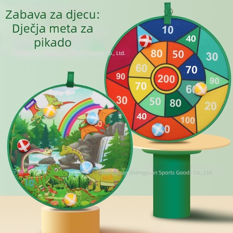 Dječji set dartboarda s plišanom površinom i lopticama s ljepljivom površinom — sigurna igra za unutarnje i vanjske uvjete, uključuje 9 lopti