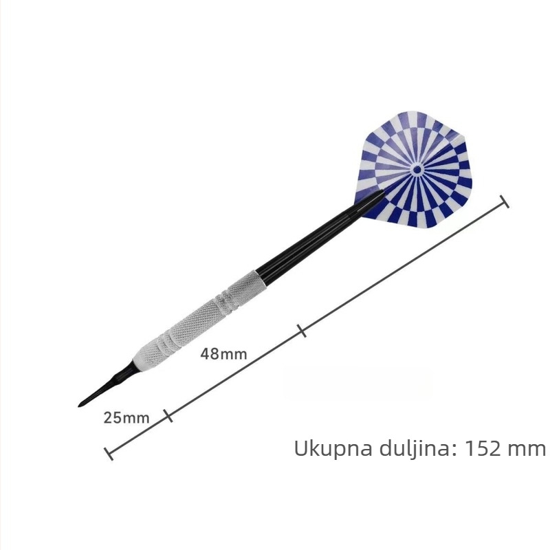 Set elektroničkih darts s mekanim vrhom, 14 g, 12 plastičnih dartova i 100 vrhova