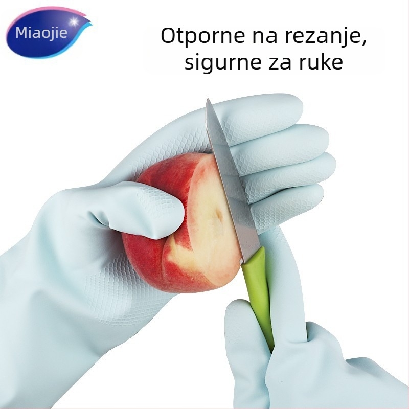 Miaojie ženske rukavice za pranje posuđa – izdržljive gumene, vodootporne, protuklizne, dužine 32 cm, kuhinja