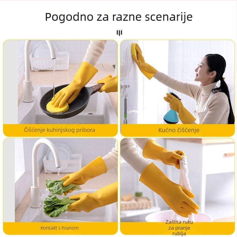 Lateks rukavice za kuhinju, vodootporne s gripom od goveđe tetive za čišćenje i pranje — teške kućne i industrijske rukavice