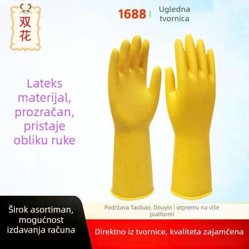 Debele latex rukavice od prirodnog kaučuka, vodootporne, za pranje suđa, kućanske poslove, pranje rublja i pranje automobila