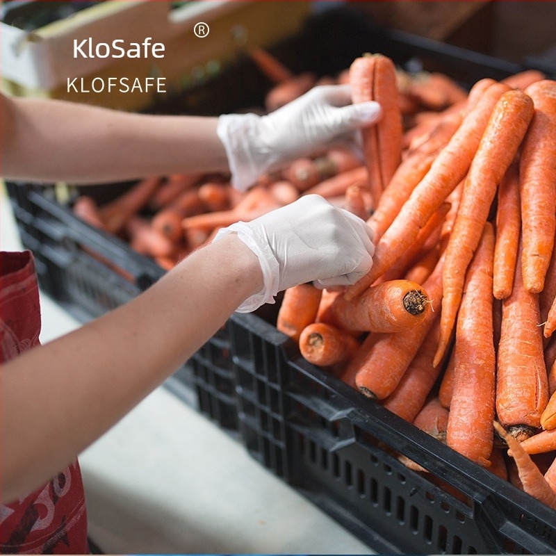 Bijele jednokratne nitrilne rukavice, hrana klase, vodootporne, za kuhinju, catering i kućno čišćenje