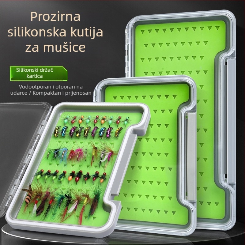 Prozirna silikonska vodootporna kutija za muhe i mamce – prijenosna kutija za ribolovne dodatke