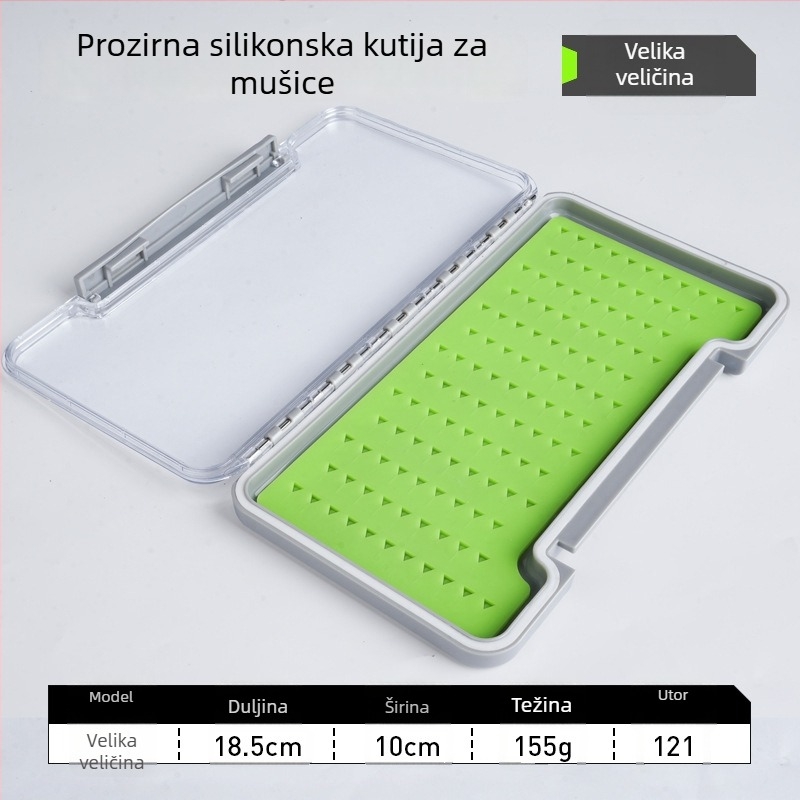 Prozirna silikonska vodootporna kutija za muhe i mamce – prijenosna kutija za ribolovne dodatke