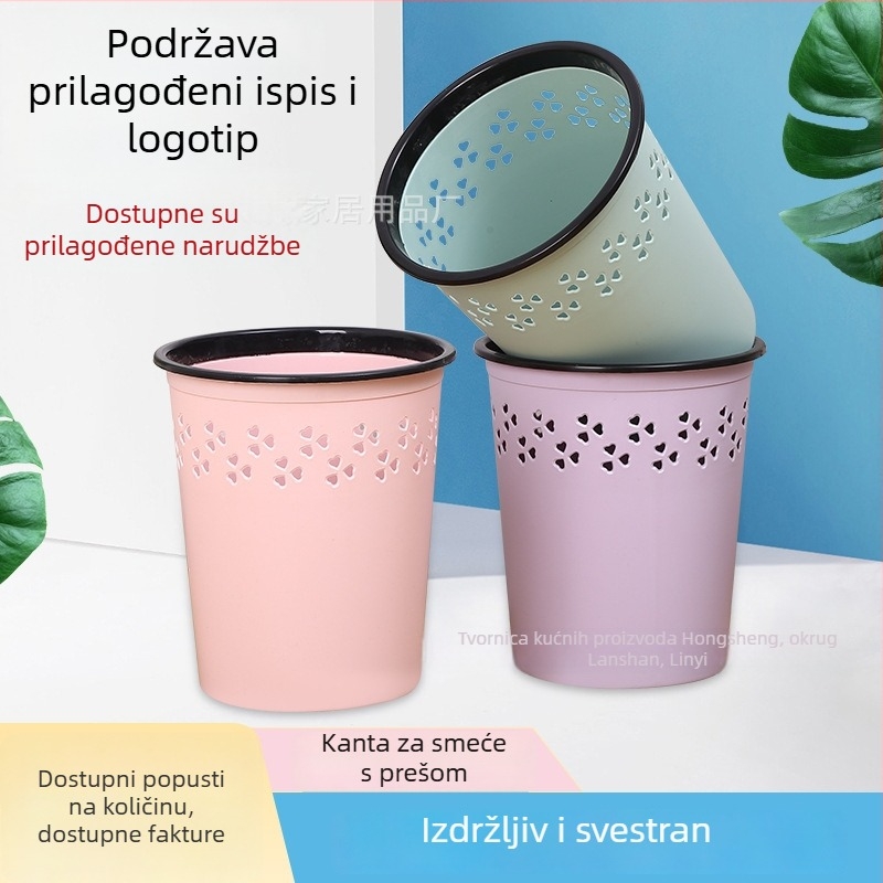Kućni plastični koš za otpad, okrugli, 8 L, bez poklopca, kupaonica, tisk logotipa