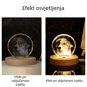 Kreativni kristalni ukras s unutarnjim graviranjem fotografije, DIY uzorak graviranja, drvena podloga, stolni ukras, poklon, veleprodaja
