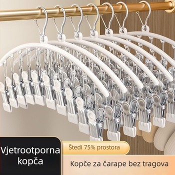 Nehrđajući stalak za sušenje čarapa s višestrukim kopčama, kućna upotreba, otporan na vjetar, vješalica za odjeću s kopčama za čarape, balkon
