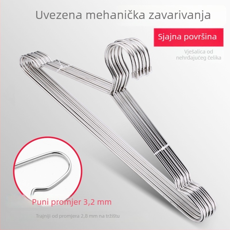 Vješalica za odjeću od nehrđajućeg čelika, snažna i masivna za odrasle