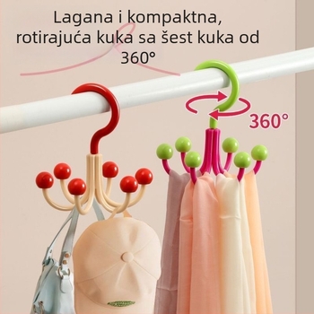 Šesterokraka vješalica s 360° rotacijom – za odjeću, kape i torbe