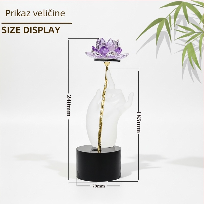 Otklonjivi kristalni ukras Budine ruke i lotosa – za hodnik i vinsku ladicu – elegantan kućni dekor, dar za vjenčanje