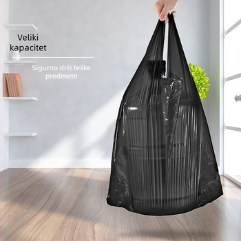 Velika vreća za kućni otpad, crna, debela, prsljastog stila, jednokratna, za kuhinju i kupaonu, plastična